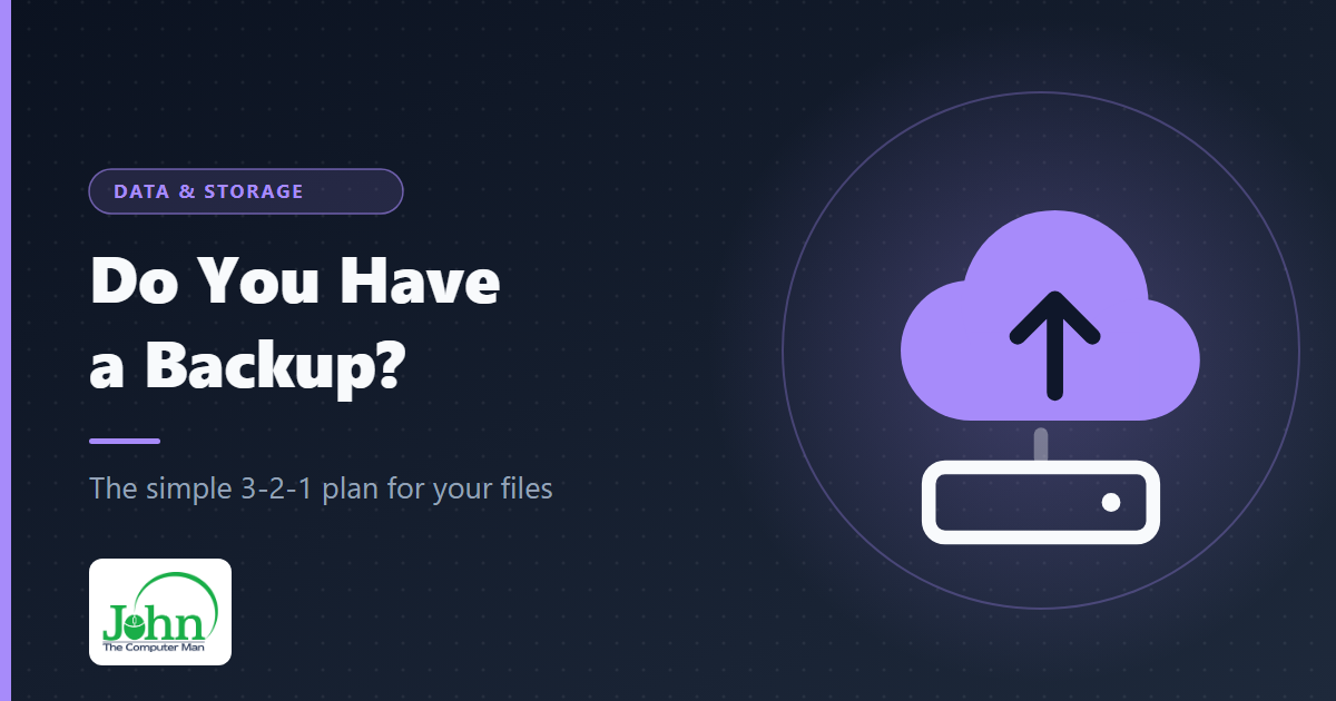Illustration of a cloud with an upload arrow above an external drive