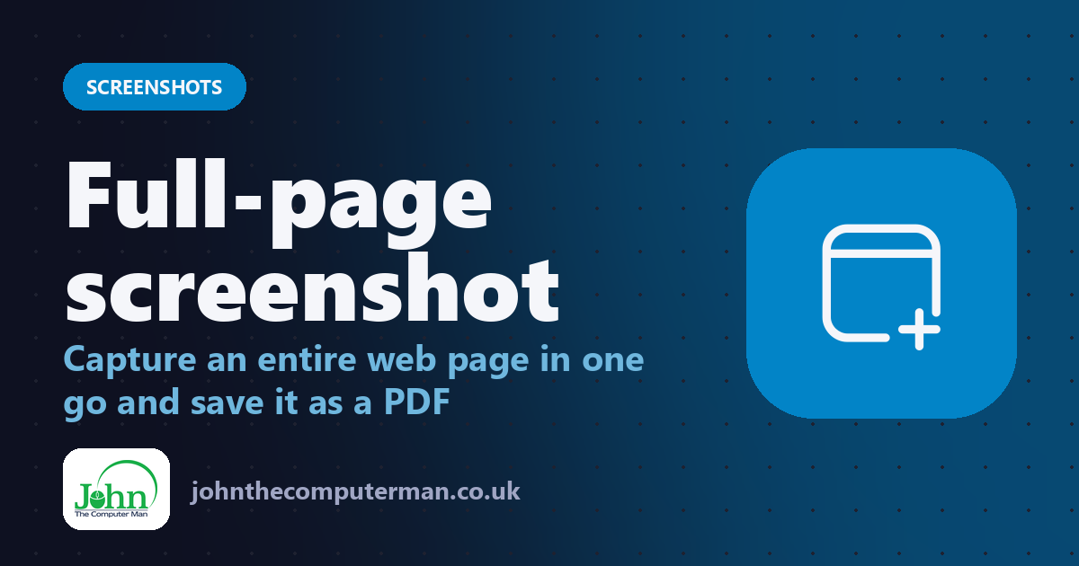 Full-page screenshot: Capture an entire web page in one go and save it as a PDF