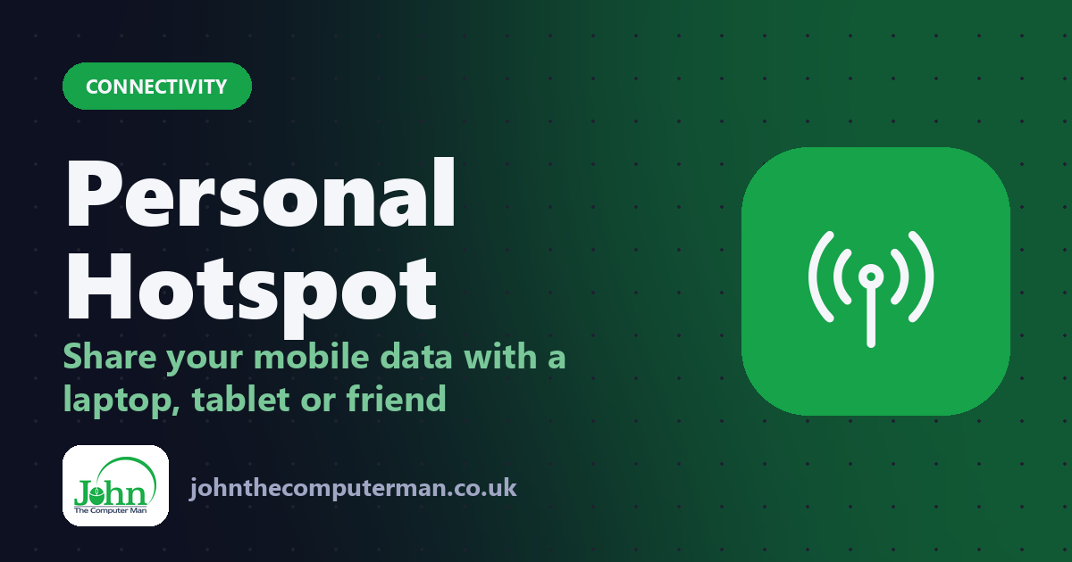 Personal Hotspot: Share your mobile data with a laptop, tablet or friend
