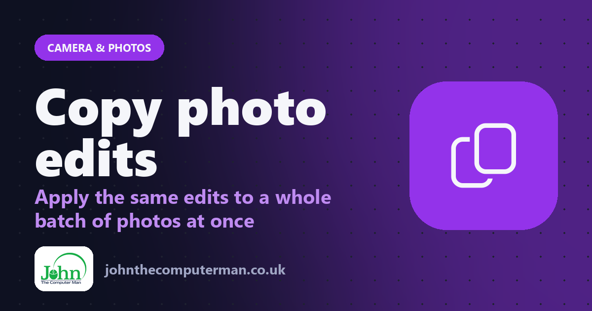 Copy photo edits: Apply the same edits to a whole batch of photos at once